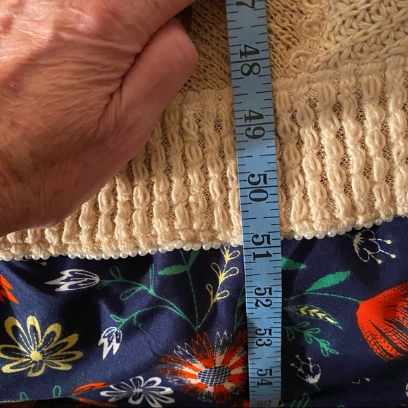 Sz L Ivory mixed media long bohemian coat - Picture 9 of 16